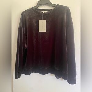 See and Be Seen Black Velvet Sweatshirt Top- Size L
